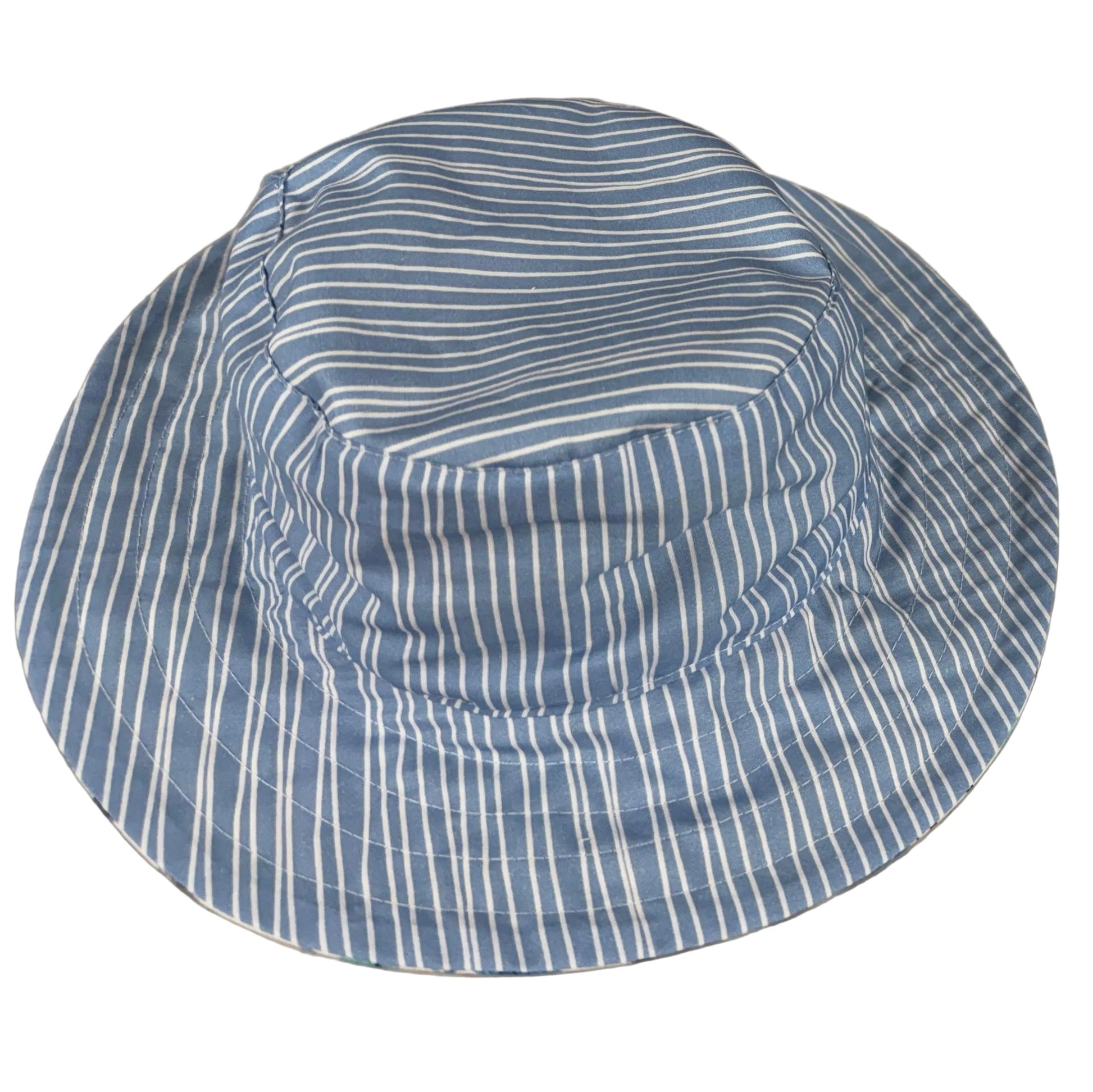 Blue and white stripe cotton sun hat kids