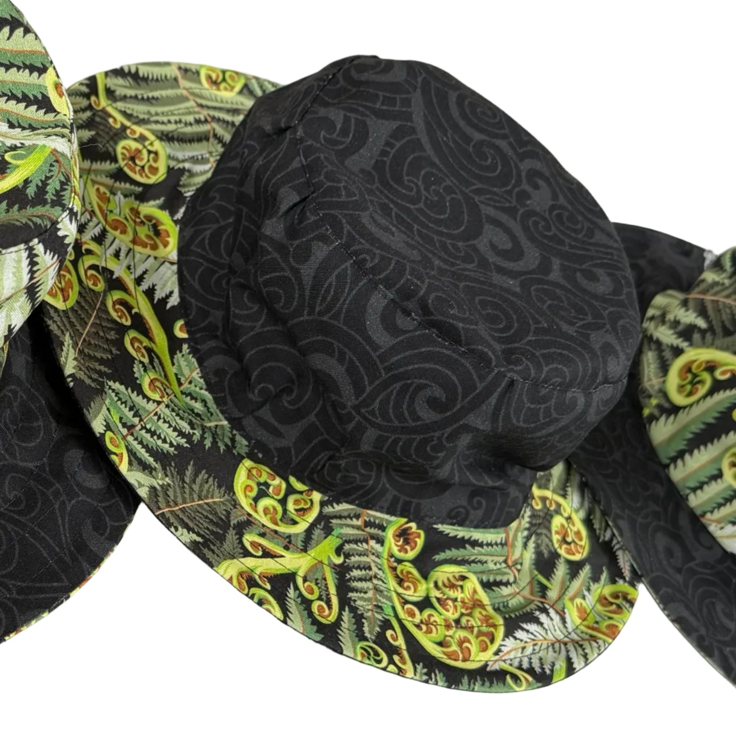 Sun Hat reversible fern koru moko print