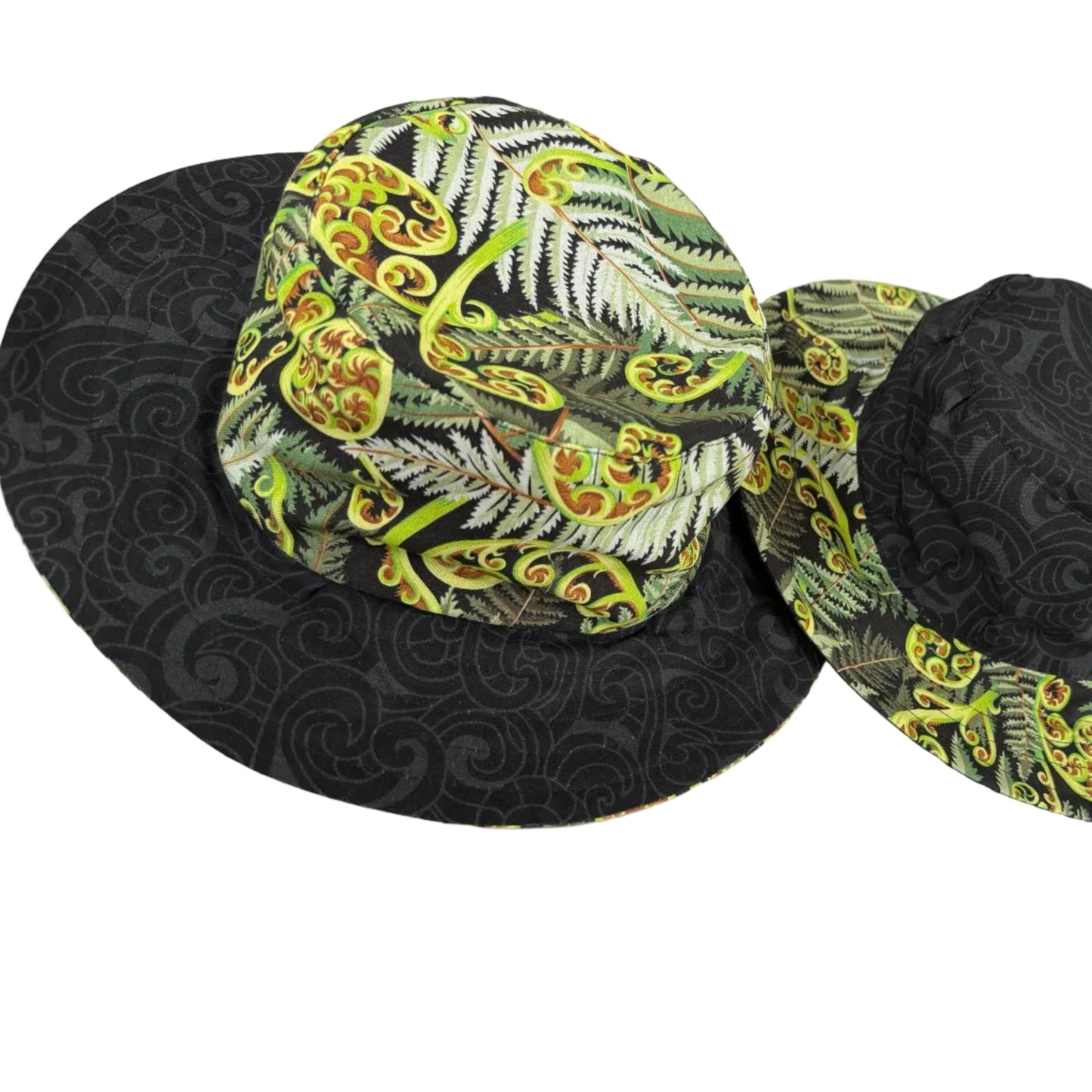 Sun hat fern koru moko print reversible