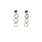 Gold circular earrings on a white background