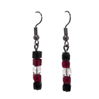Tricolour Square Glass Bead Drop Earrings