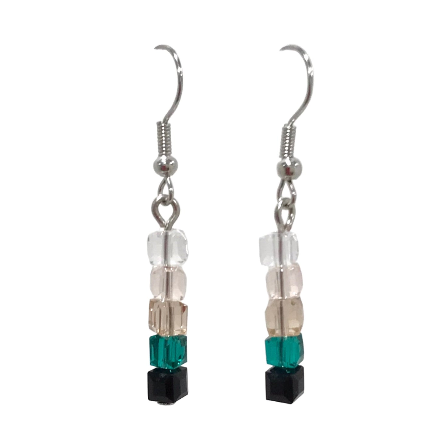 Varicolored Square Glass Bead Drop Earrings