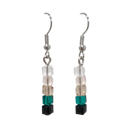 Varicolored Square Glass Bead Drop Earrings