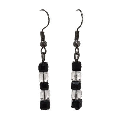 Black Contrast Bead Drop Earrings