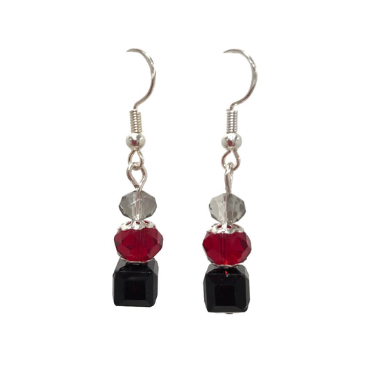Bead Trio Silver Finding Drop Earrings