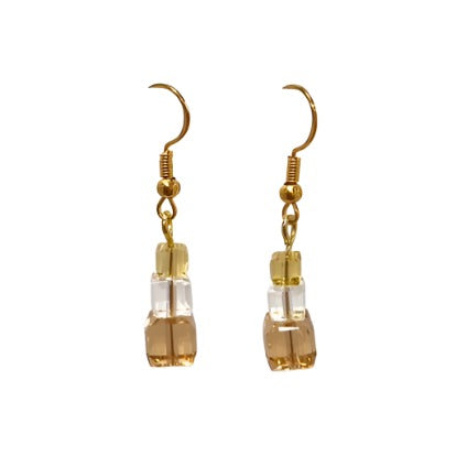 Square Trio Gold Drop Earring