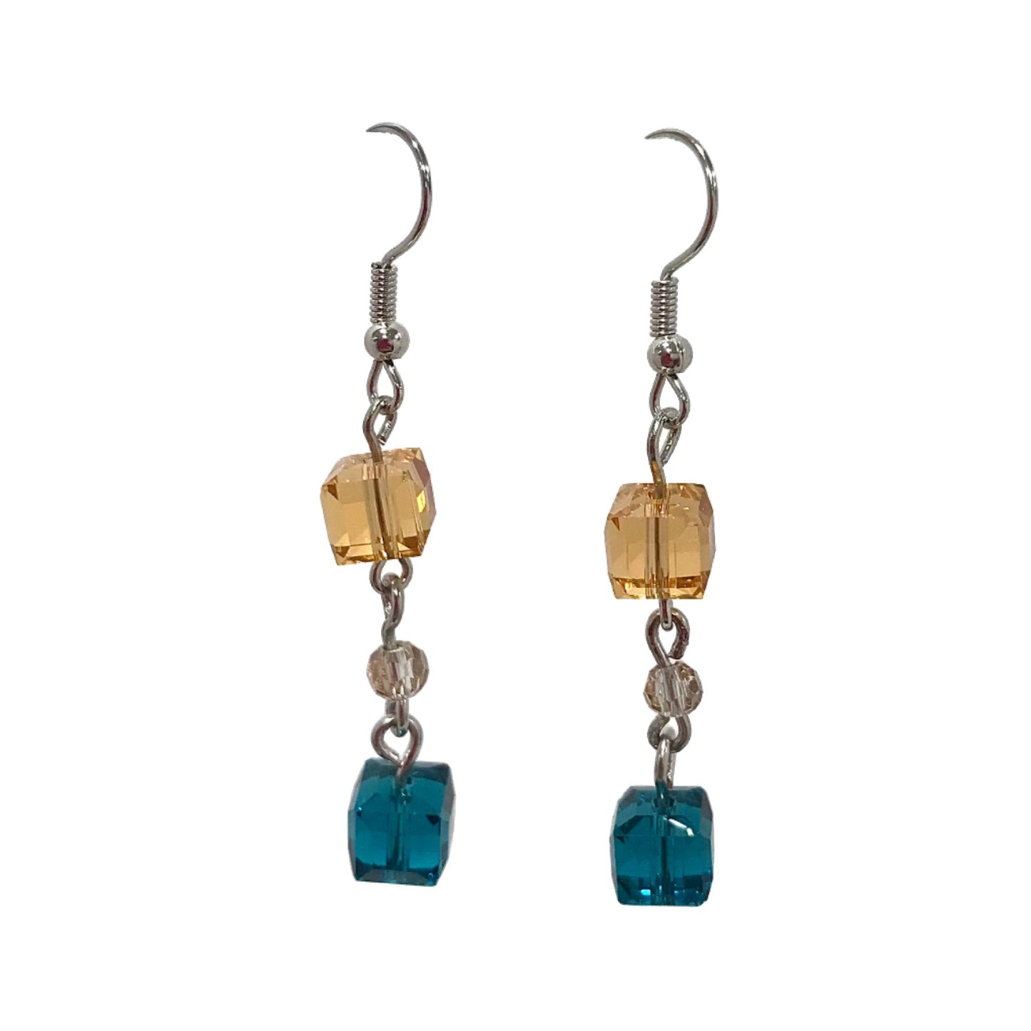 Long Square Bead Drop Earring