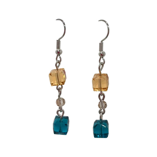 Long Square Bead Drop Earring