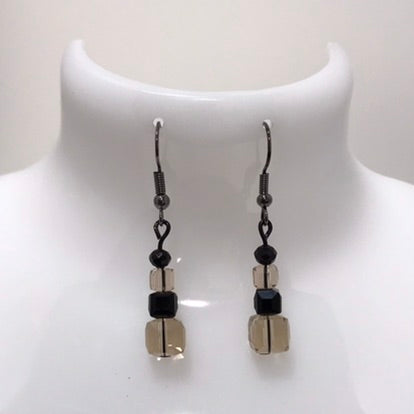 Two Tone 4 Bead Drop Earrings