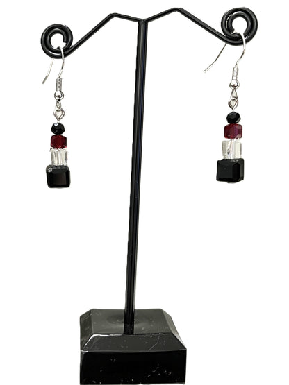 Two Tone 4 Bead Drop Earrings