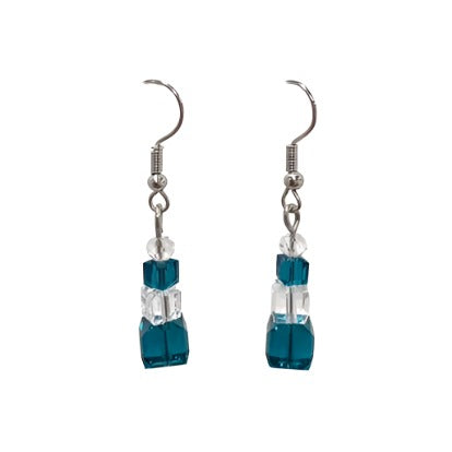 Two Tone 4 Bead Drop Earrings