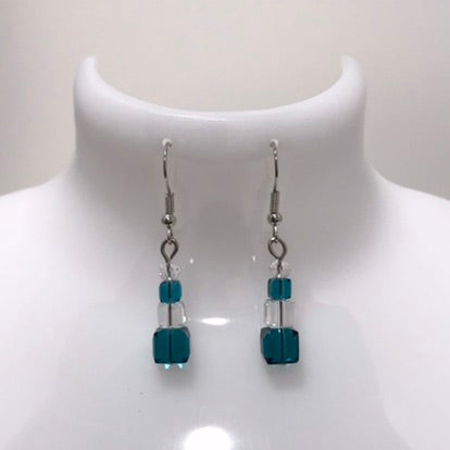 Two Tone 4 Bead Drop Earrings