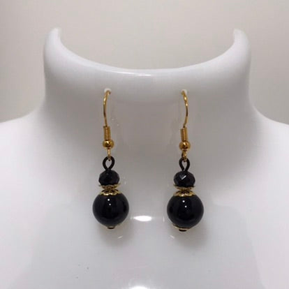 Black Gold 2 Bead Drop Earring