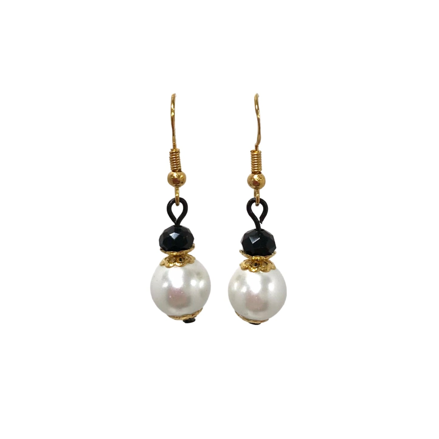 Black Gold 2 Bead Drop Earring