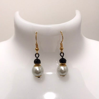 Black Gold 2 Bead Drop Earring