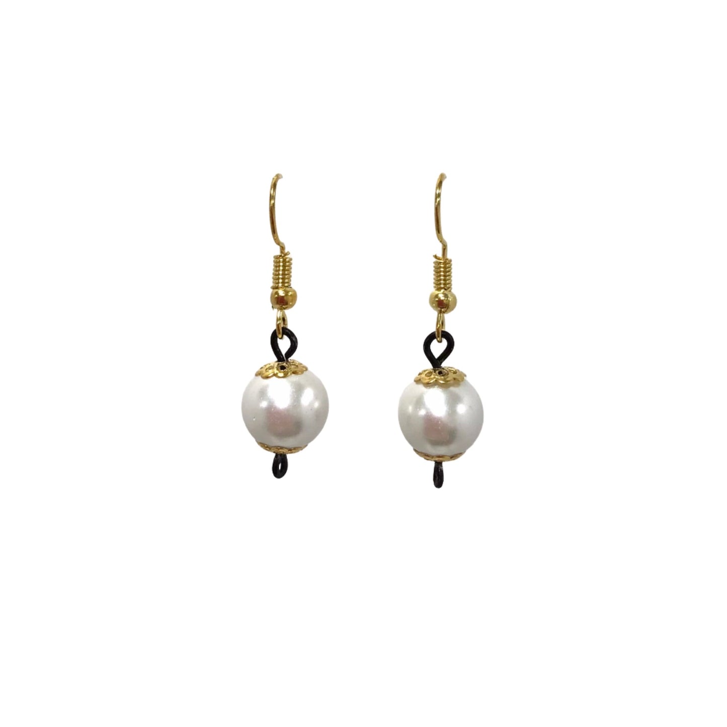 Pearl Gold Bead Drop Earring