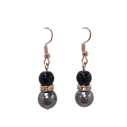 Double Bead Rhinestone Drop Earring