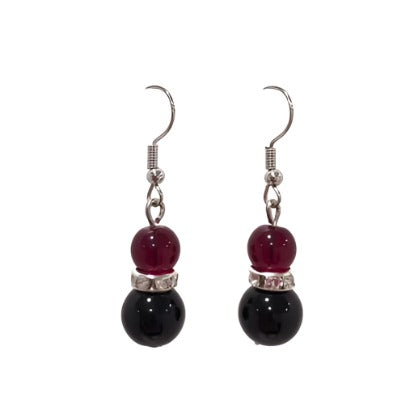 Double Bead Rhinestone Drop Earring