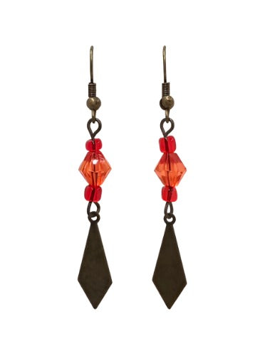 Bronze Diamond Bead Drop Earrings