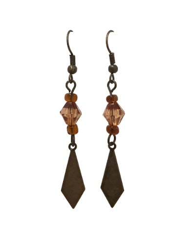 Bronze Diamond Bead Drop Earrings