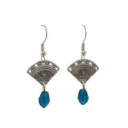 Antique Silver Fan Teardrop Earring