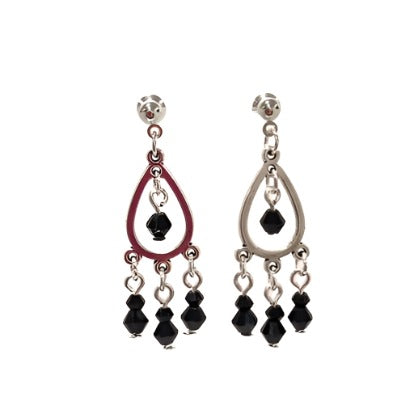 Silver Teardrop Bead Drop Earrings