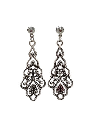 Ornate Filagree Long Drop Earrings