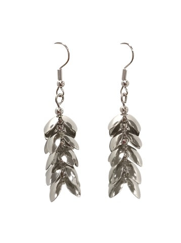 Silver Stacked Flower Drop Earrings