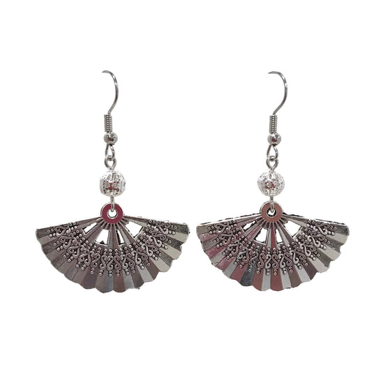 Antique Silver Fan Earrings