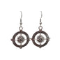 Silver Compass Drop Earrings