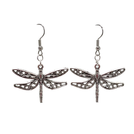 Antique Silver Dragonfly Earrings
