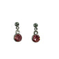 Pair of earrings with pink gemstones on a white background