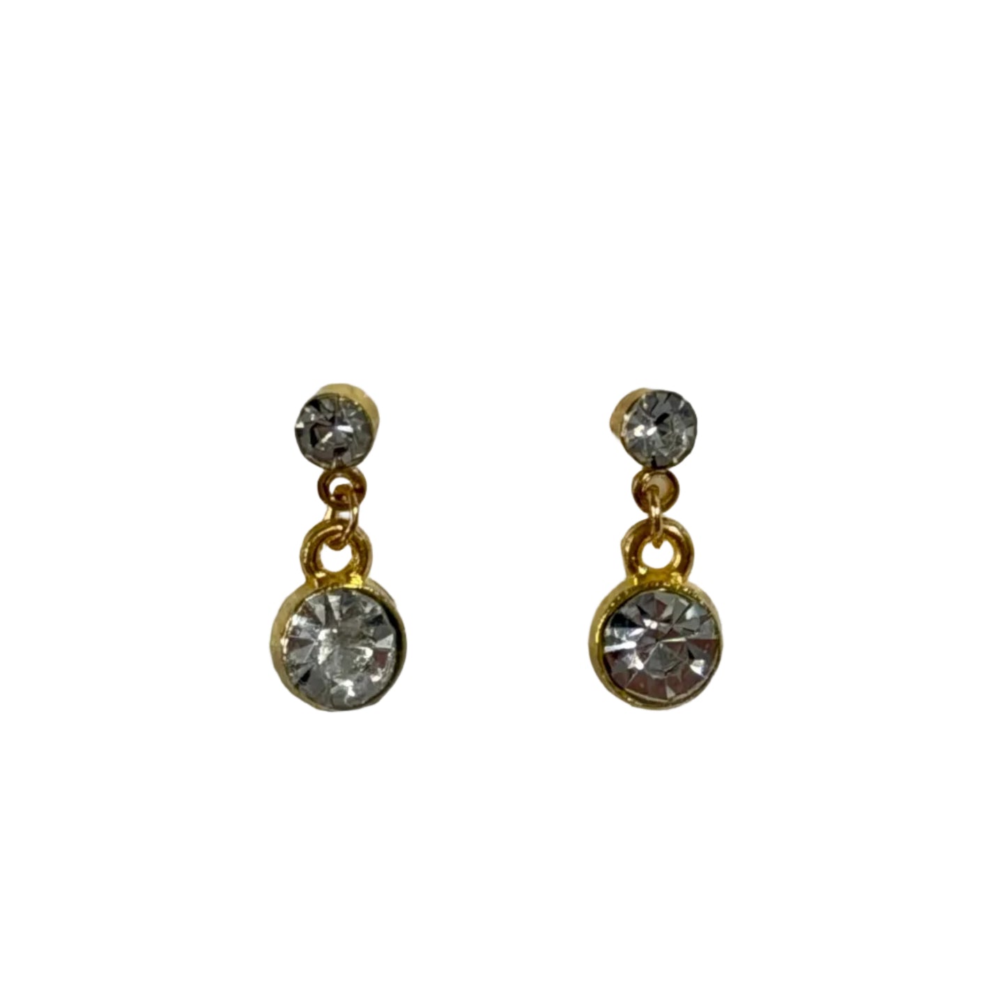 Gold earrings with clear gemstones