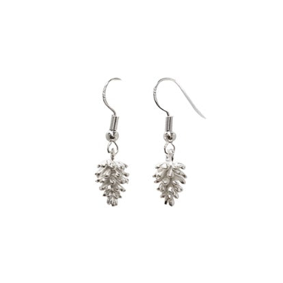 Silver Pinecone Drop Earrings