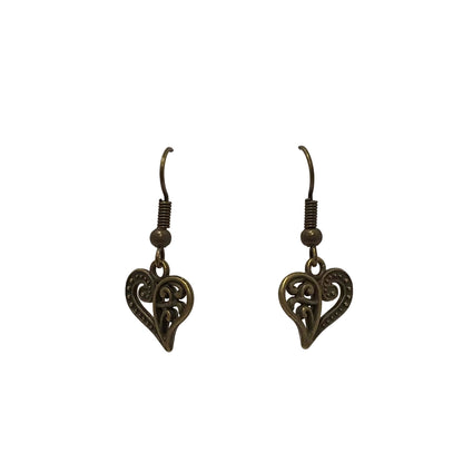Filagree Heart Charm Earrings