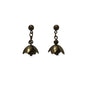 Bronze Flower Charm Drop Earrings