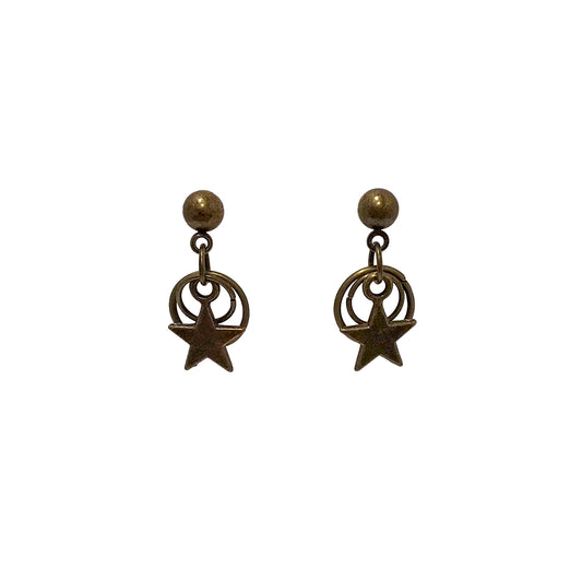 Bronze Double Hoop Star Earrings