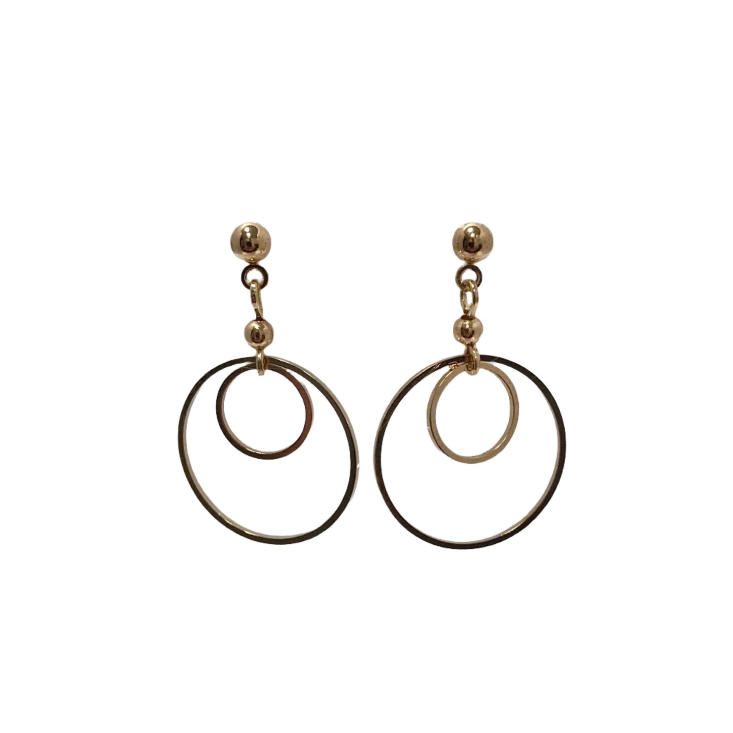 Double Gold Ring Drop Earrings
