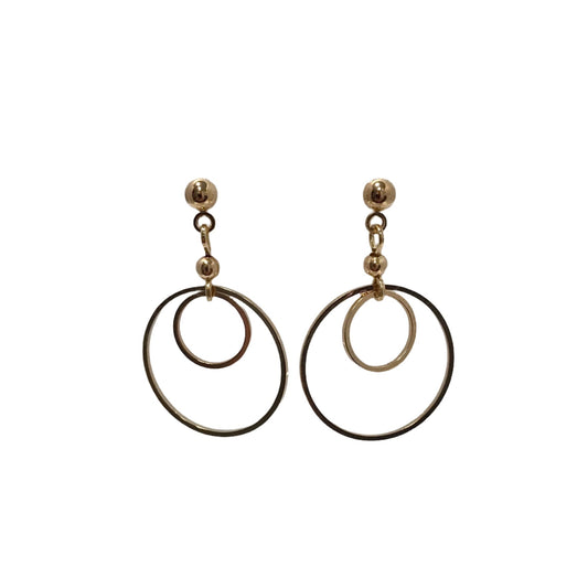 Double Gold Ring Drop Earrings