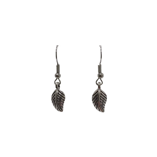 Petit Antique Silver Leaf Earrings