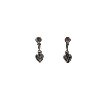 Diamante Stud Heart Drop Earrings