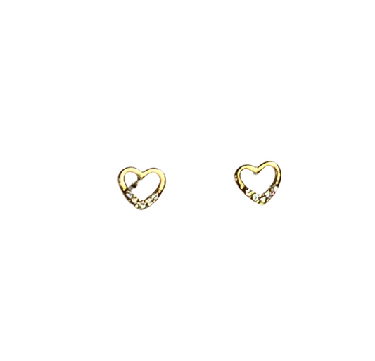 Gold heart-shaped earrings on a white background