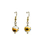 Pair of earrings with sunflower design on ceramic bead