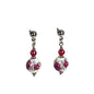 Pair of earrings with floral painted cermic beads