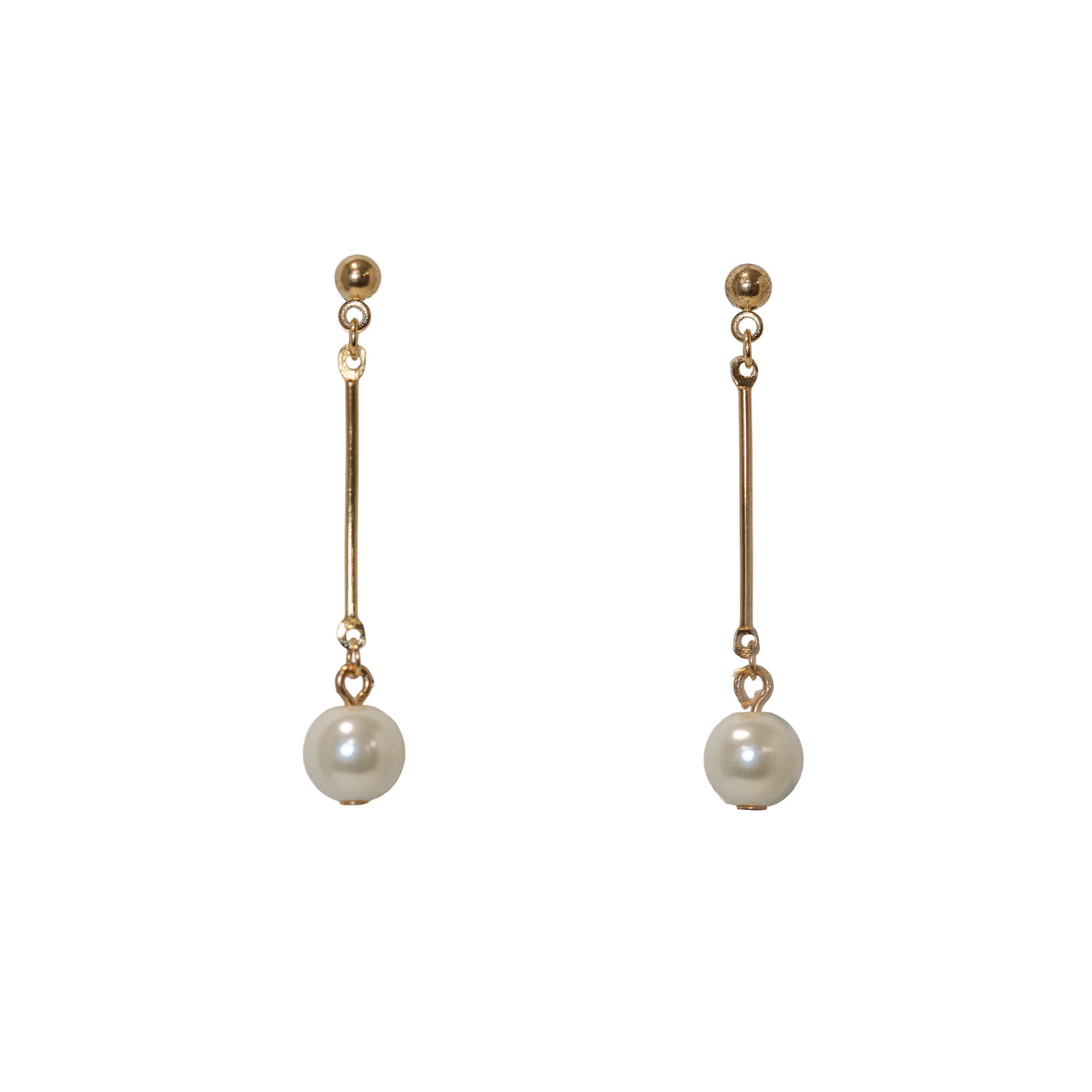Earrings, Post Long Pearl Bar Drop