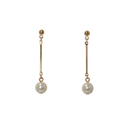 Earrings, Post Long Pearl Bar Drop