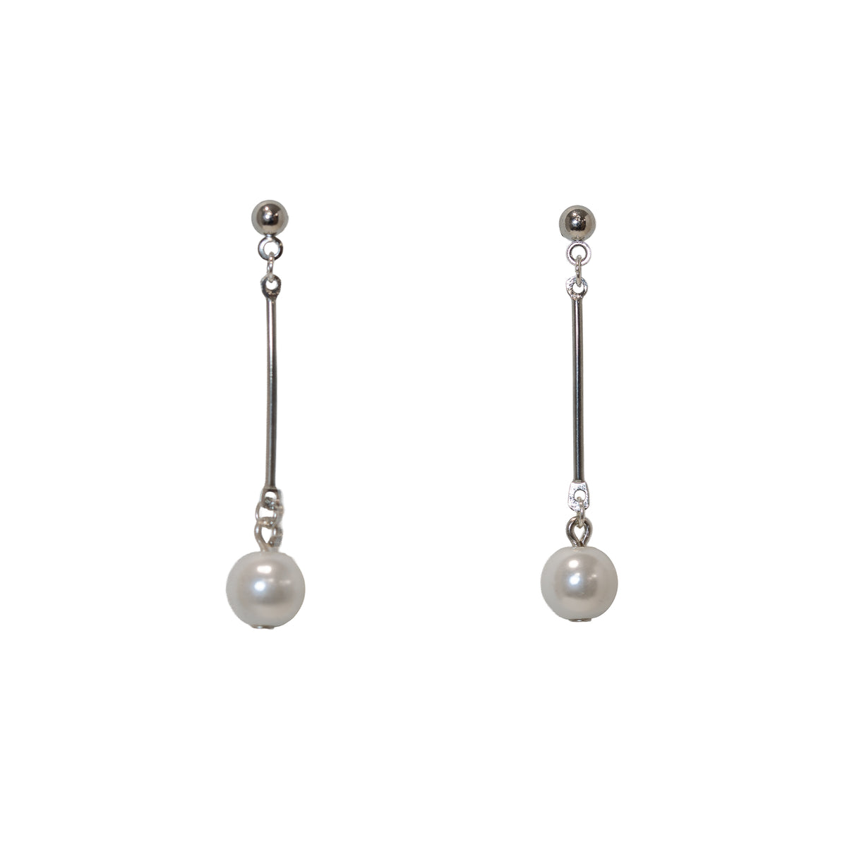Earrings, Post Long Pearl Bar Drop