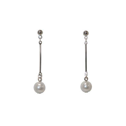 Earrings, Post Long Pearl Bar Drop