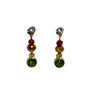 Christmas Earrings with red and gold beads stainless steel rhinestone post.
