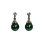 Christmas Earrings with green bauble beads stainless steel rhinestone posts.